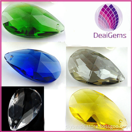 Green,yellow,white,grey,blue 38x22mm top drilled teardrop,crystal glass pendant,DIY Jewelry Accessories.